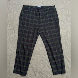 Navy and green plaid pants